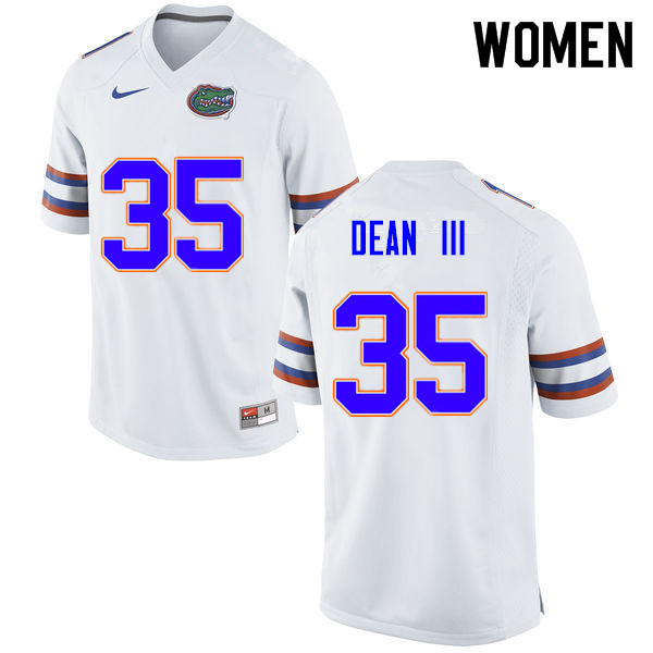 Women #35 Trey Dean III Florida Gators College Football Jerseys Sale-White